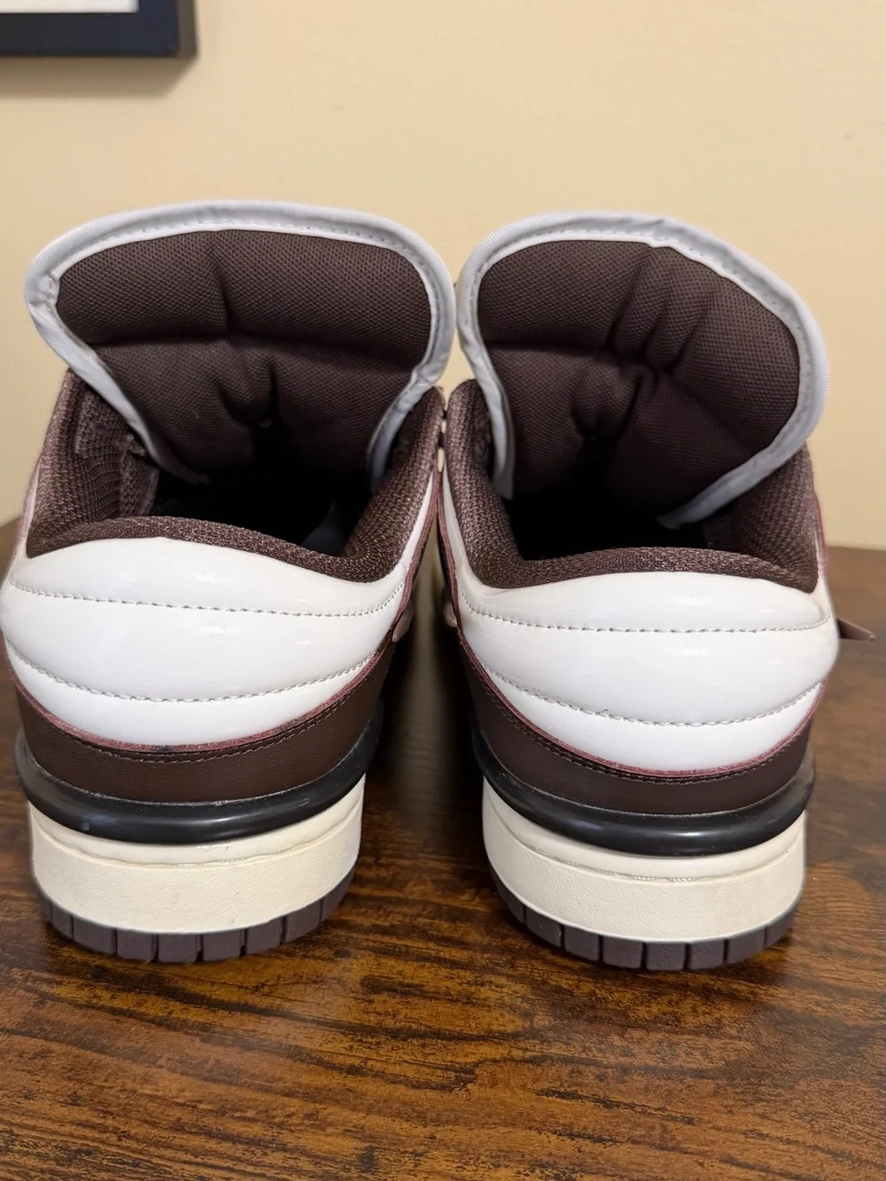 Nike Womens Dunk Low Sneakers - White / Dark Brown - size 9.5